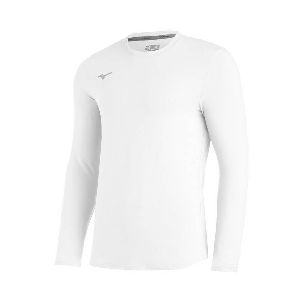 Maglie Running Mizuno Baseball Comp Diamond Long Sleeve Crew Uomo - Bianche - 29785-CNAY